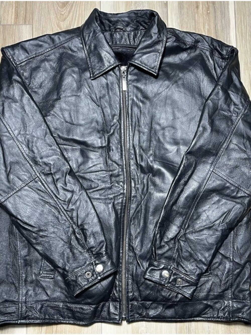 Vintage Winco USA New York Black Lined Leather Biker Jacket - Men Size XL